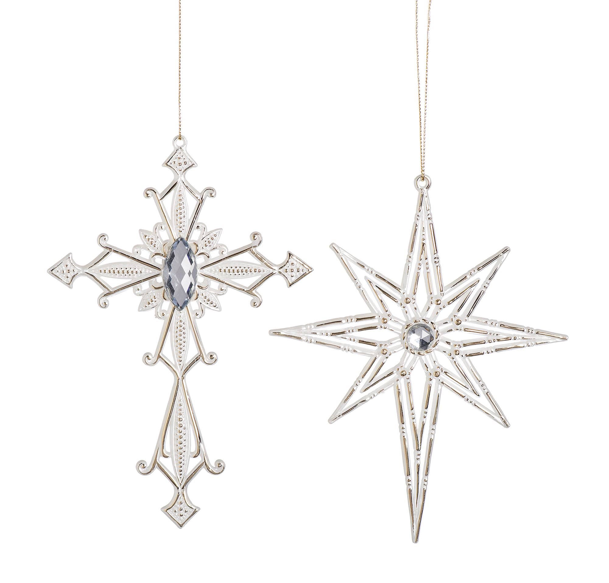 CROSS AND STAR SILVER ORNAMENTS WITH STONE SET EWTN Religious Catalogue