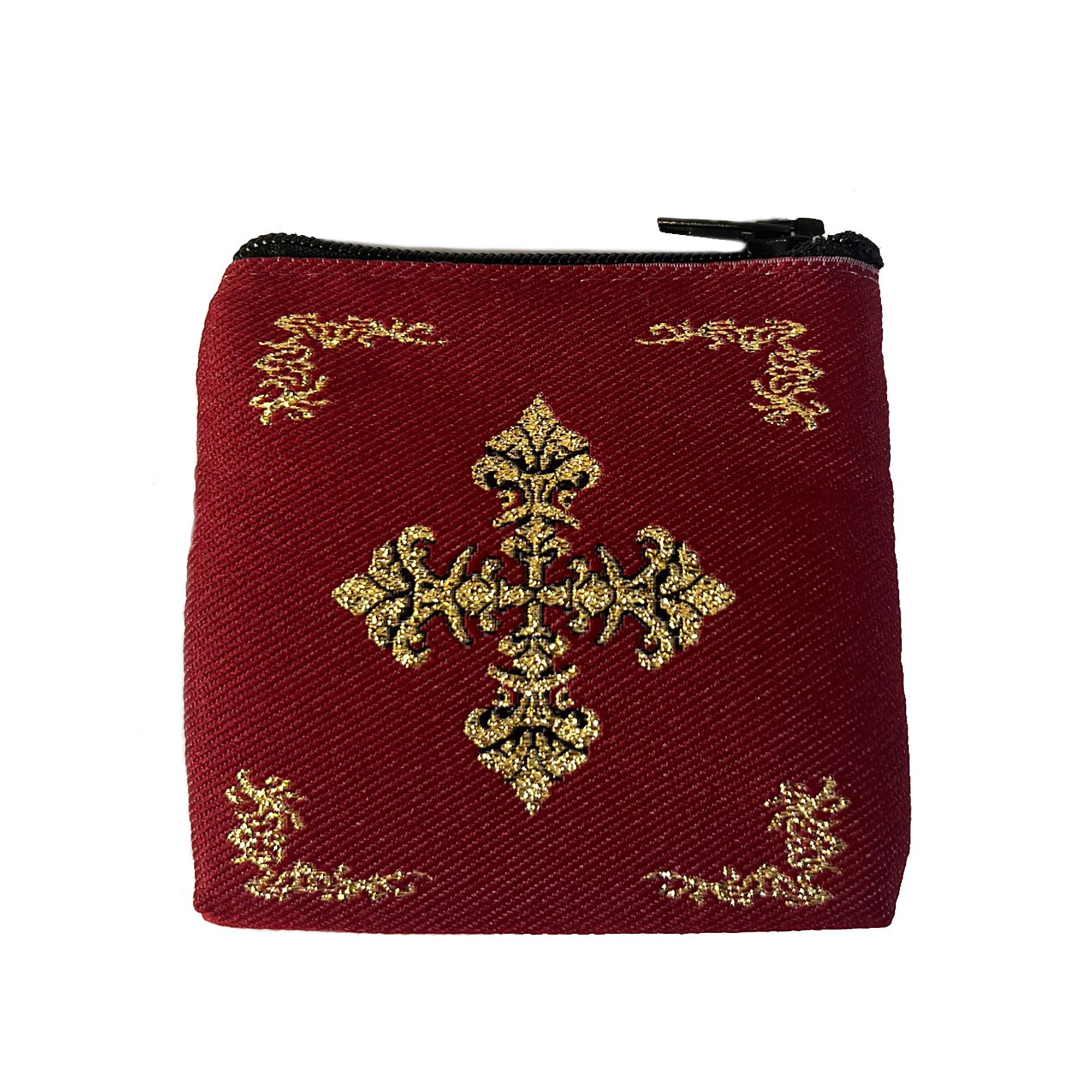 MAROON AND GOLD TAPESTRY ROSARY POUCH EWTN Religious Catalogue