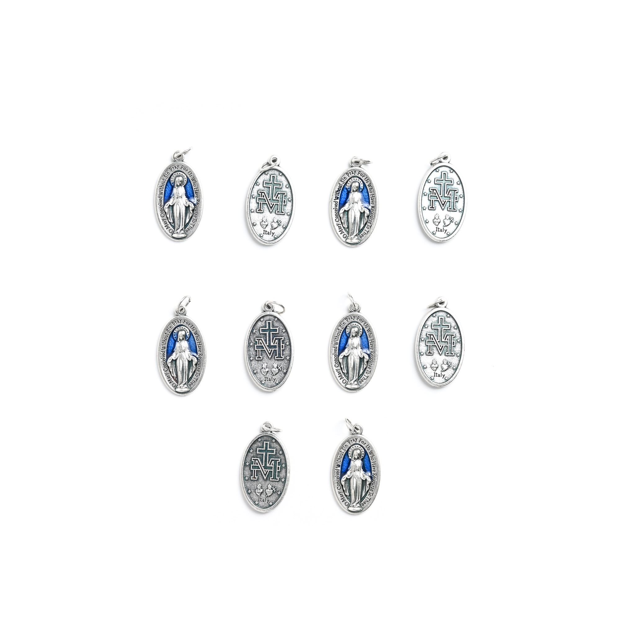 MIRACULOUS MEDAL WITH BLUE ENAMEL (PACK OF 10) EWTN Religious Catalogue
