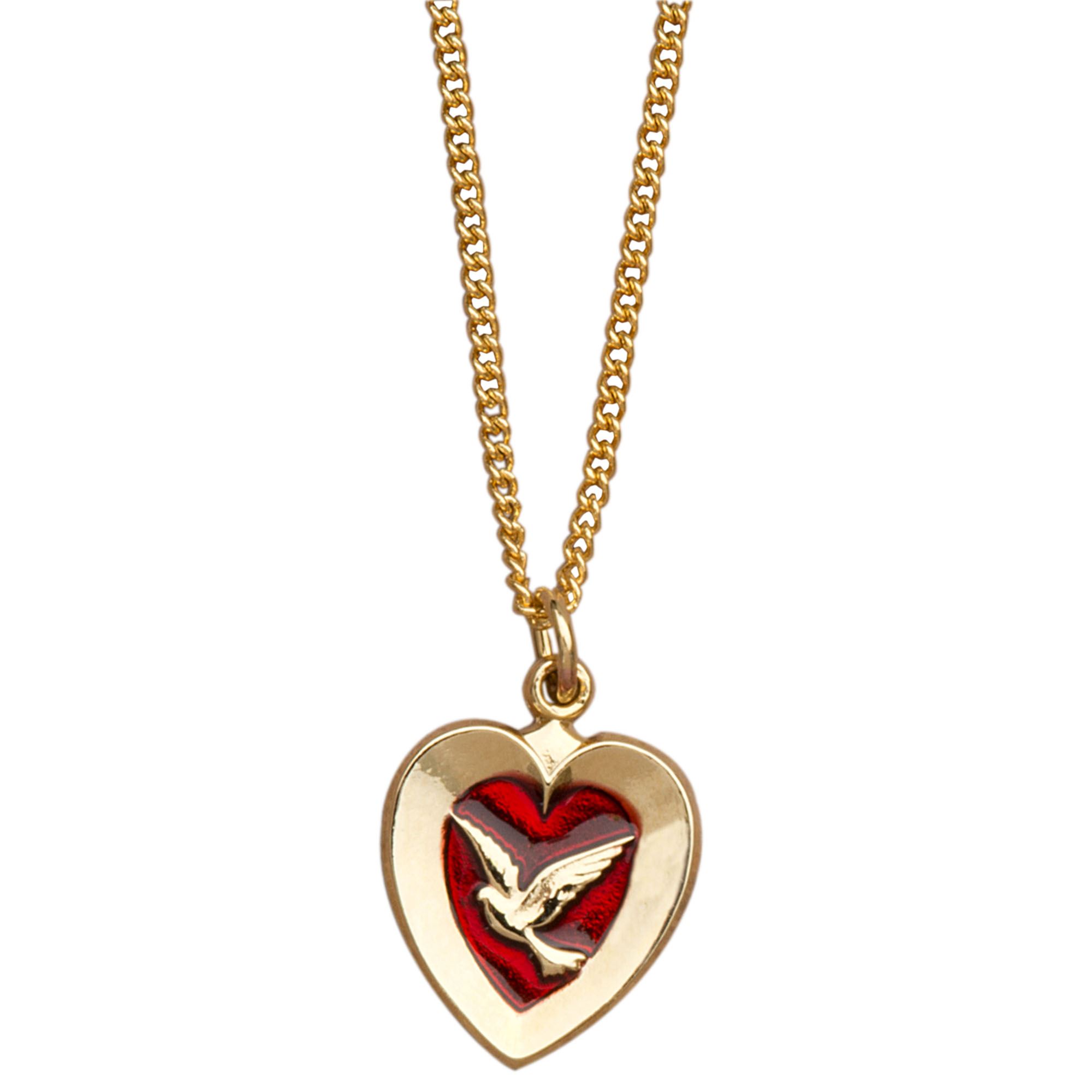 Holy Spirit Pendant with Red Enamel Gold