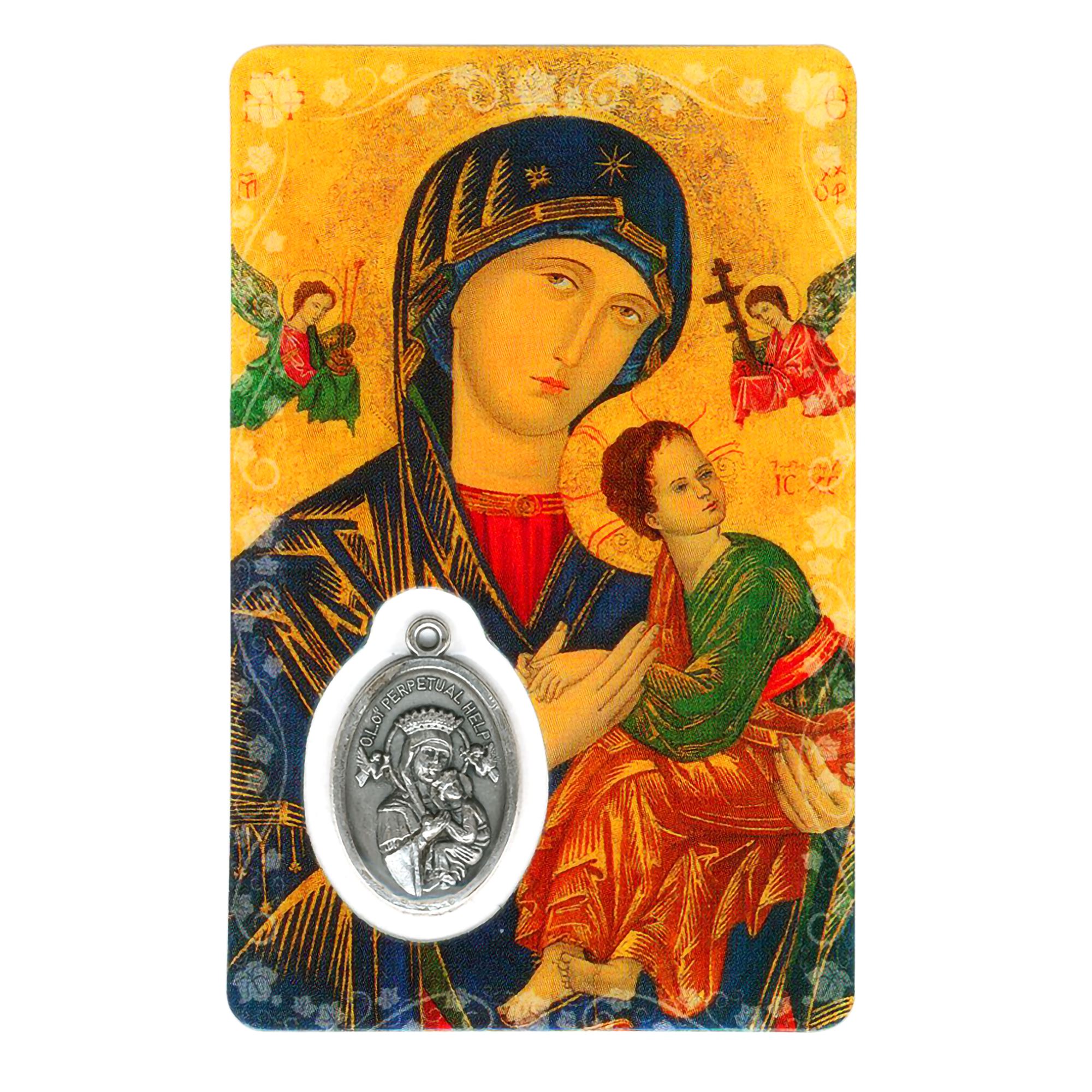 OUR LADY OF PERPETUAL HELP HOLY CARD WITH MEDAL | EWTN Religious Catalogue