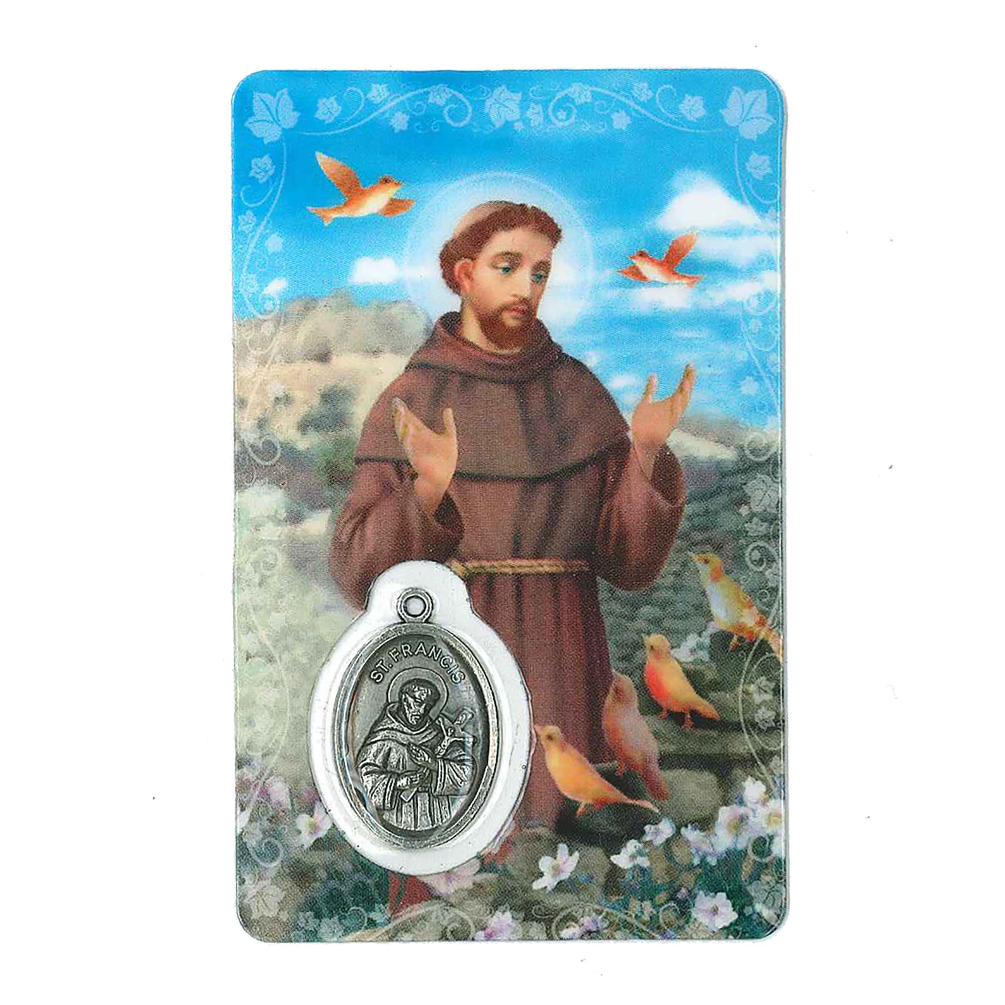 ST. FRANCIS HOLY CARD WITH MEDAL EWTN Religious Catalogue