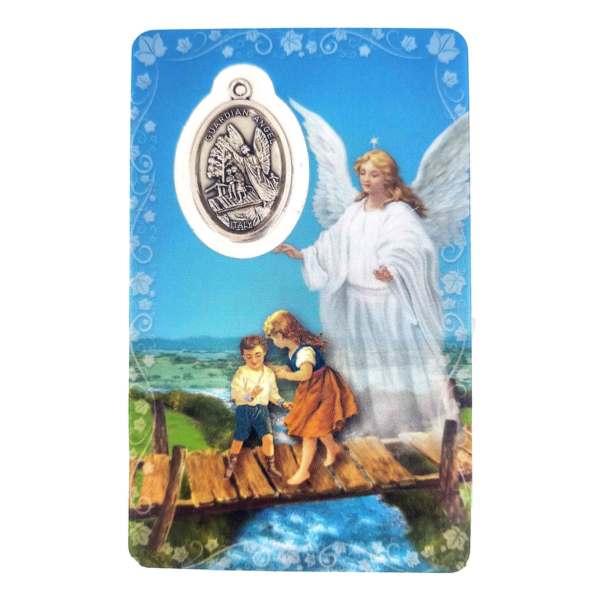 GUARDIAN ANGEL HOLY CARD WITH MEDAL EWTN Religious Catalogue