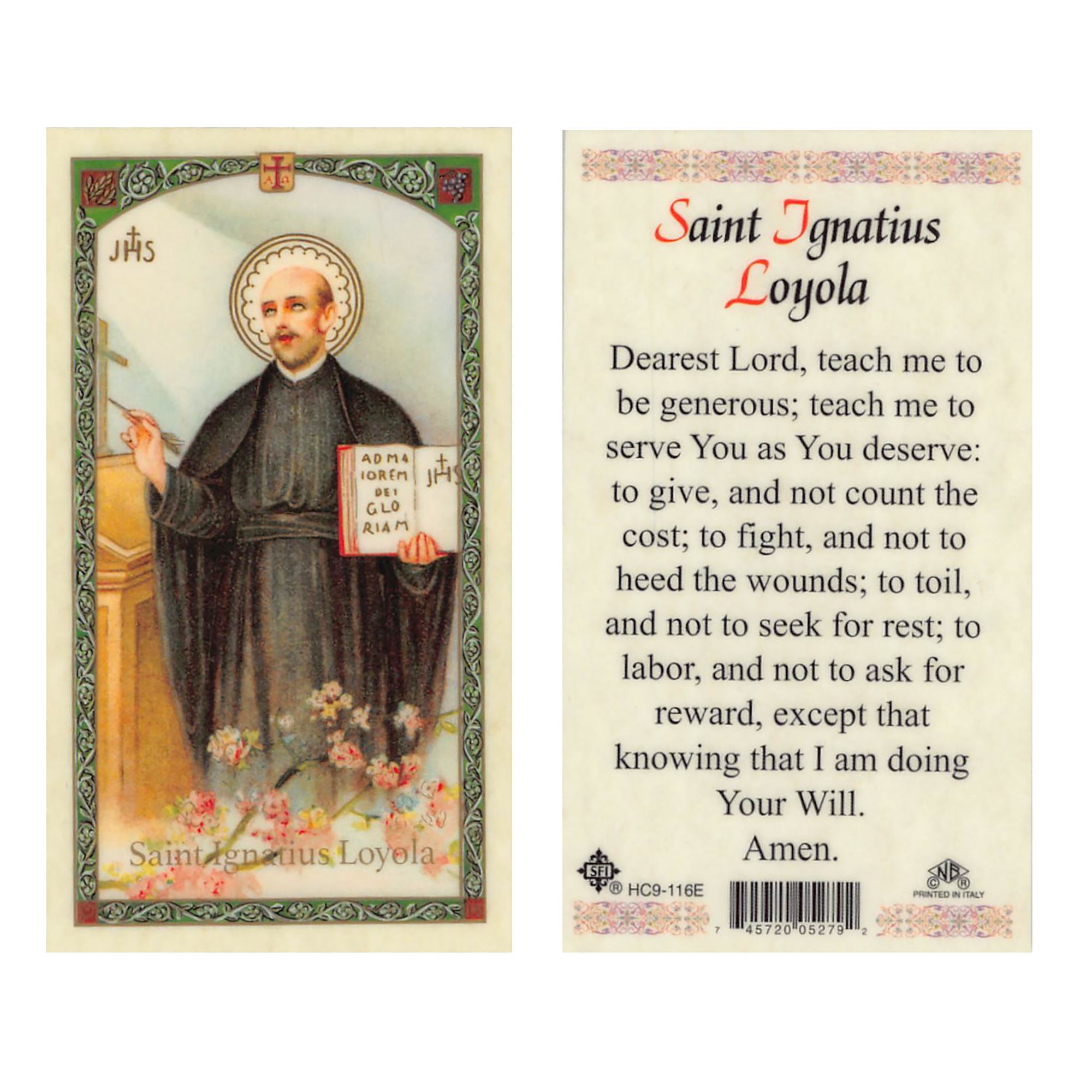 LAMINATED HOLY CARD ST. IGNATIUS LOYOLA EWTN Religious Catalogue