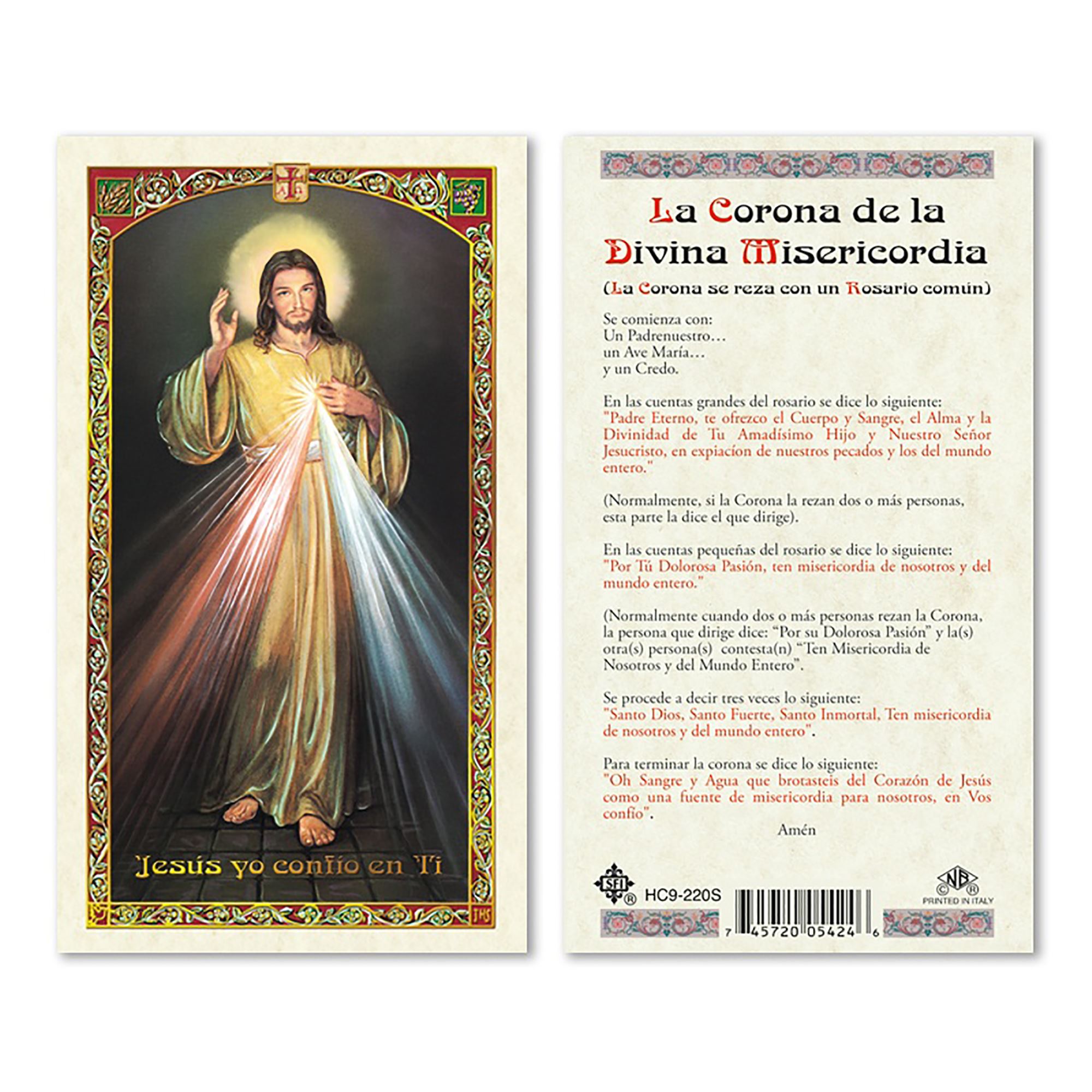 Rosario Della Divina Misericordia Testo SPANISH HOLY CARD - DIVINA MISERICORDIA | EWTN Religious Catalogue
