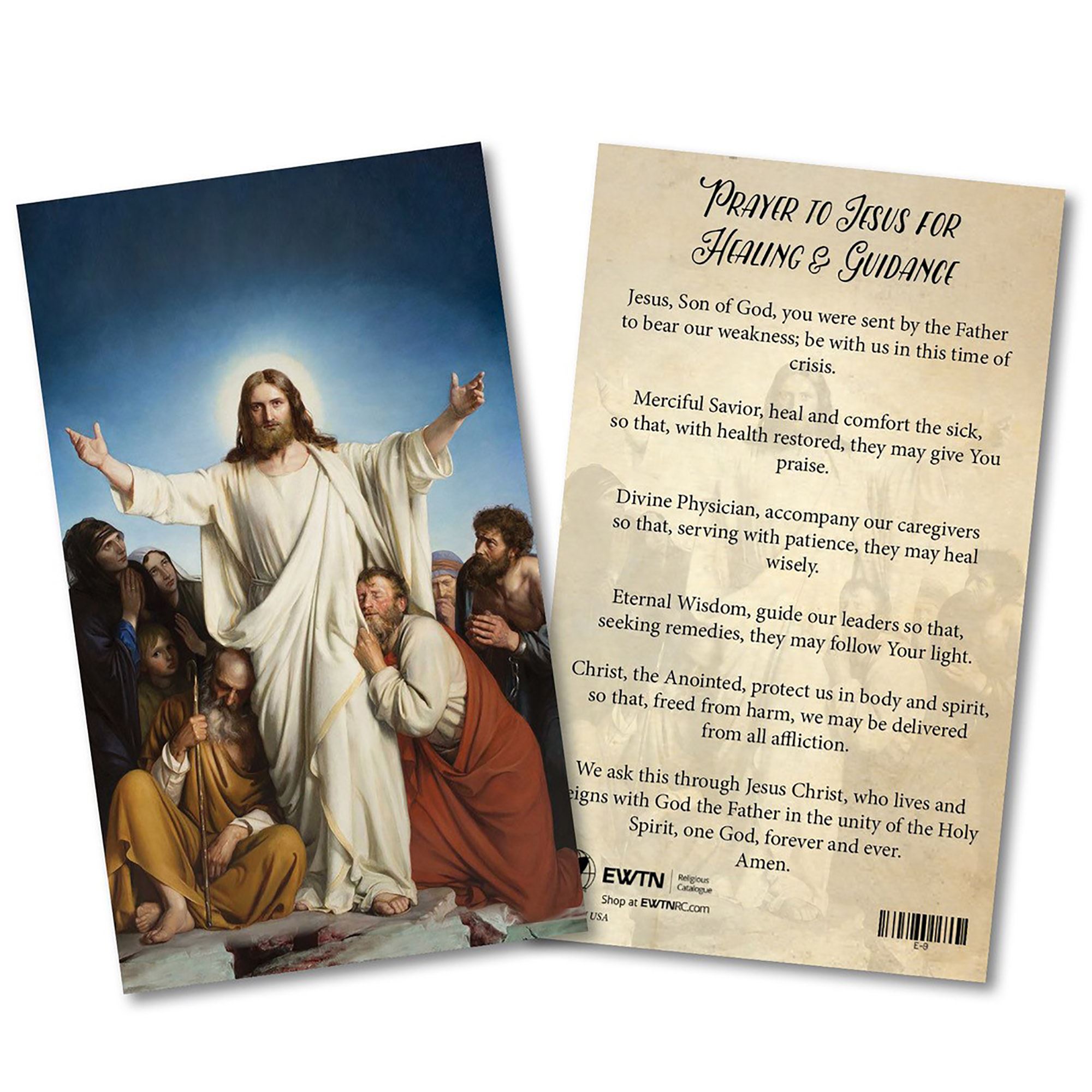 PRAYERS FOR HEALING AND GUIDANCE LAMINATED HOLY CARD EWTN Religious