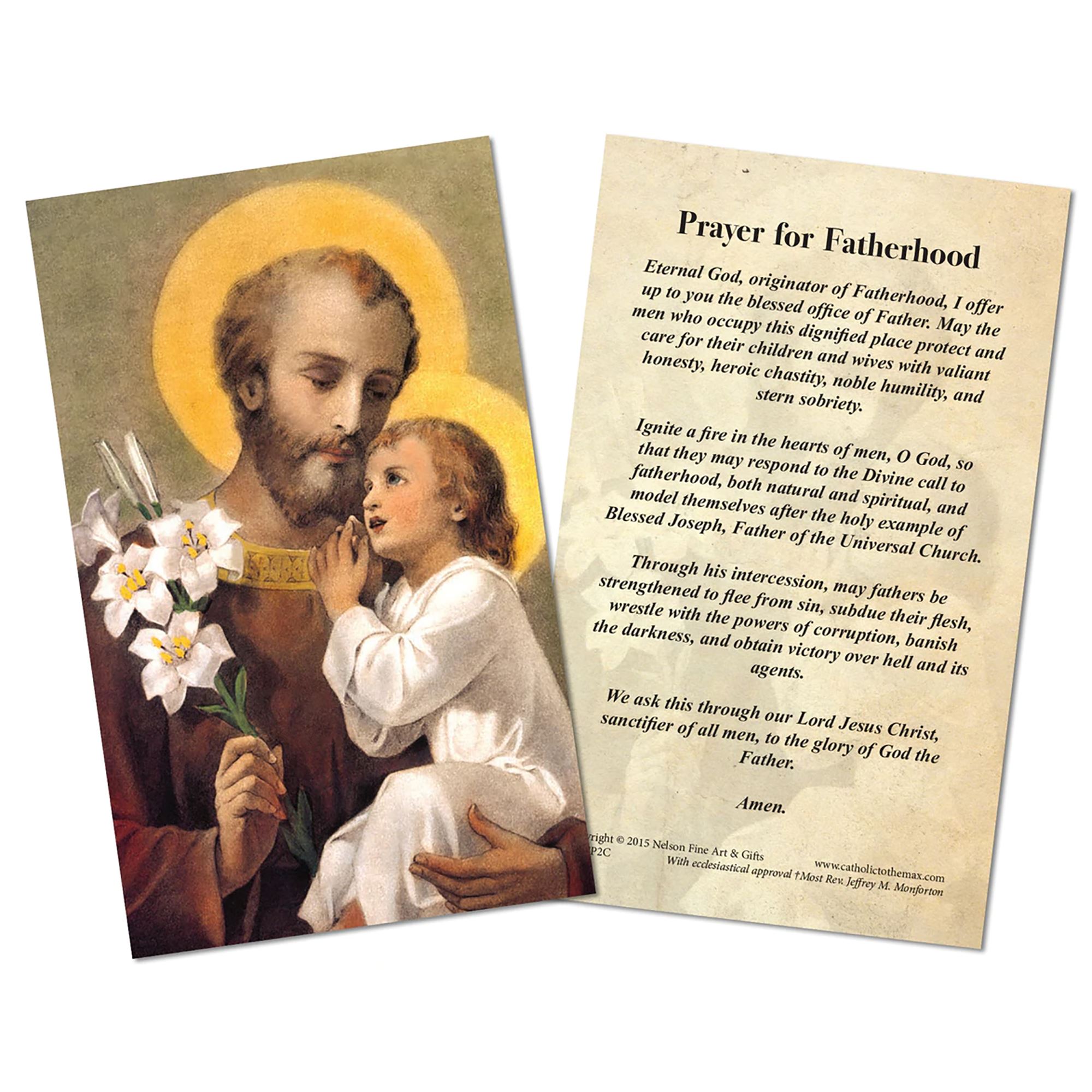 ST. JOSEPH PRAYER FOR FATHERHOOD LAMINATED HOLY CARD EWTN Religious