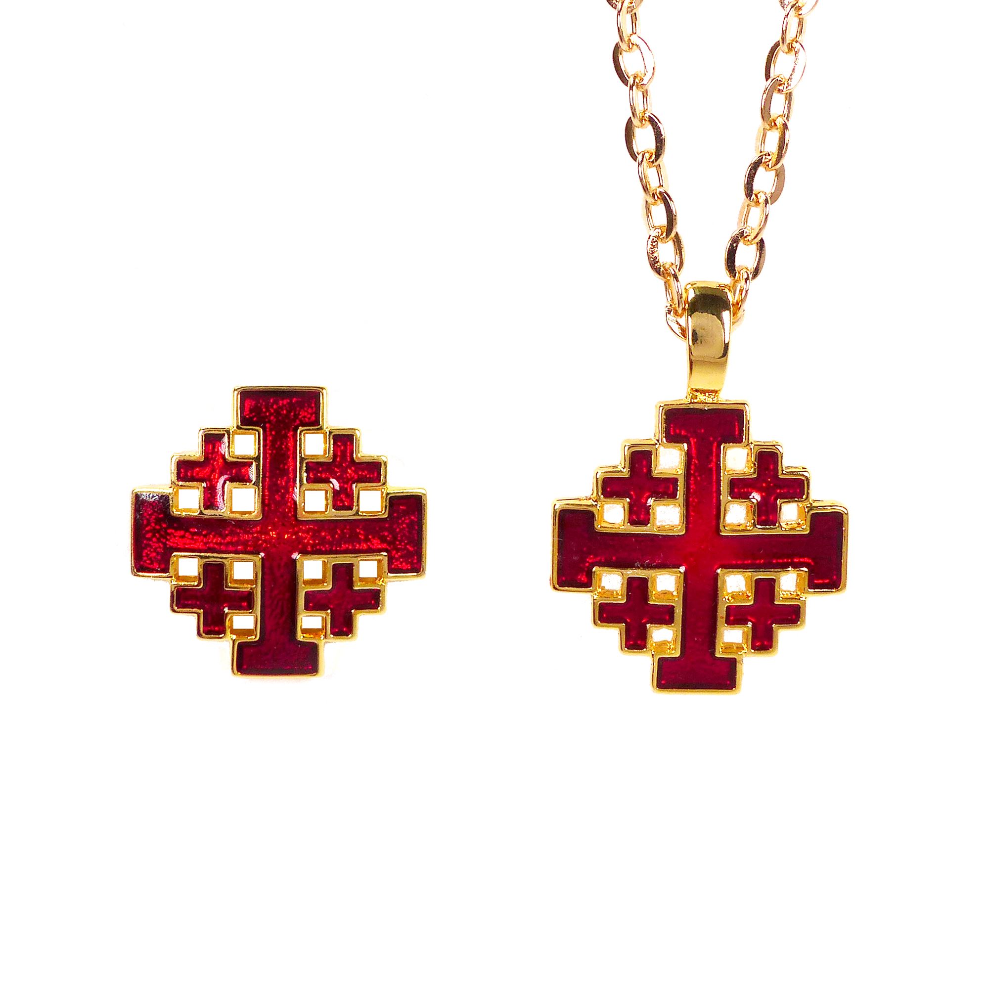 JERUSALEM CROSS PIN AND PENDANT SET EWTN Religious Catalogue