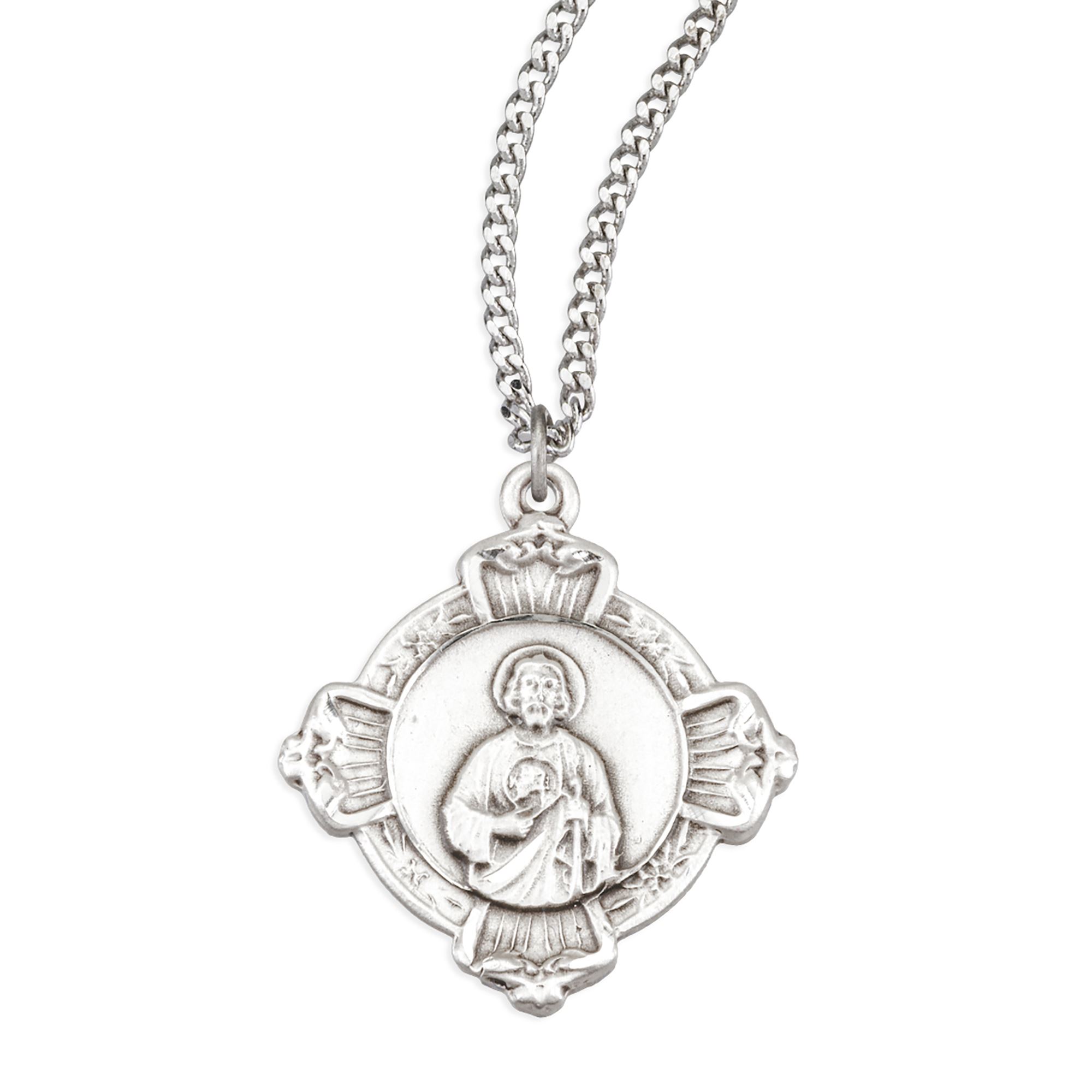STERLING SILVER ST. JUDE MEDAL WITH SACRED HEART BACK EWTN Religious