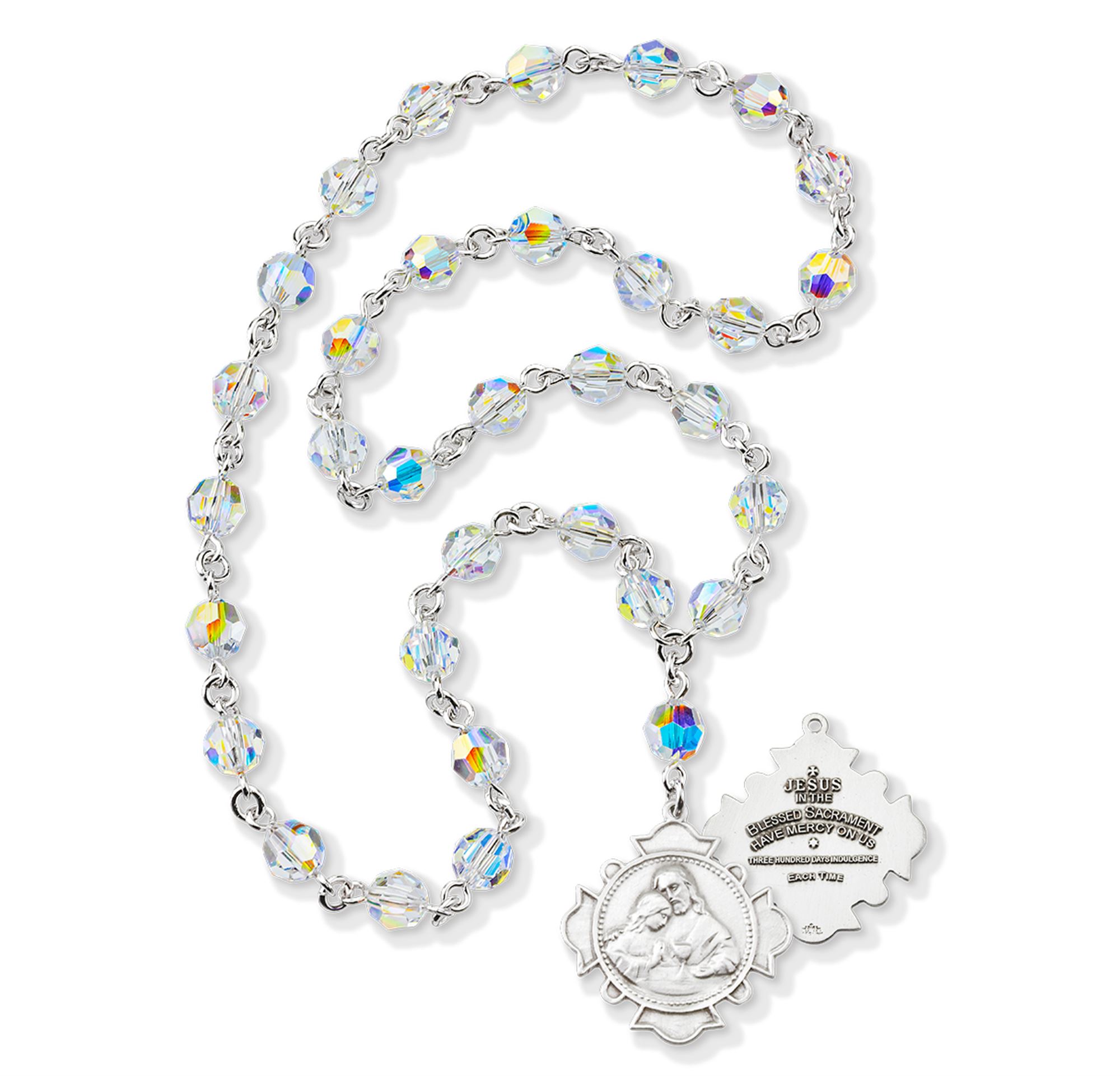 BLESSED SACRAMENT CHAPLET STERLING SILVER AND CRYSTAL EWTN