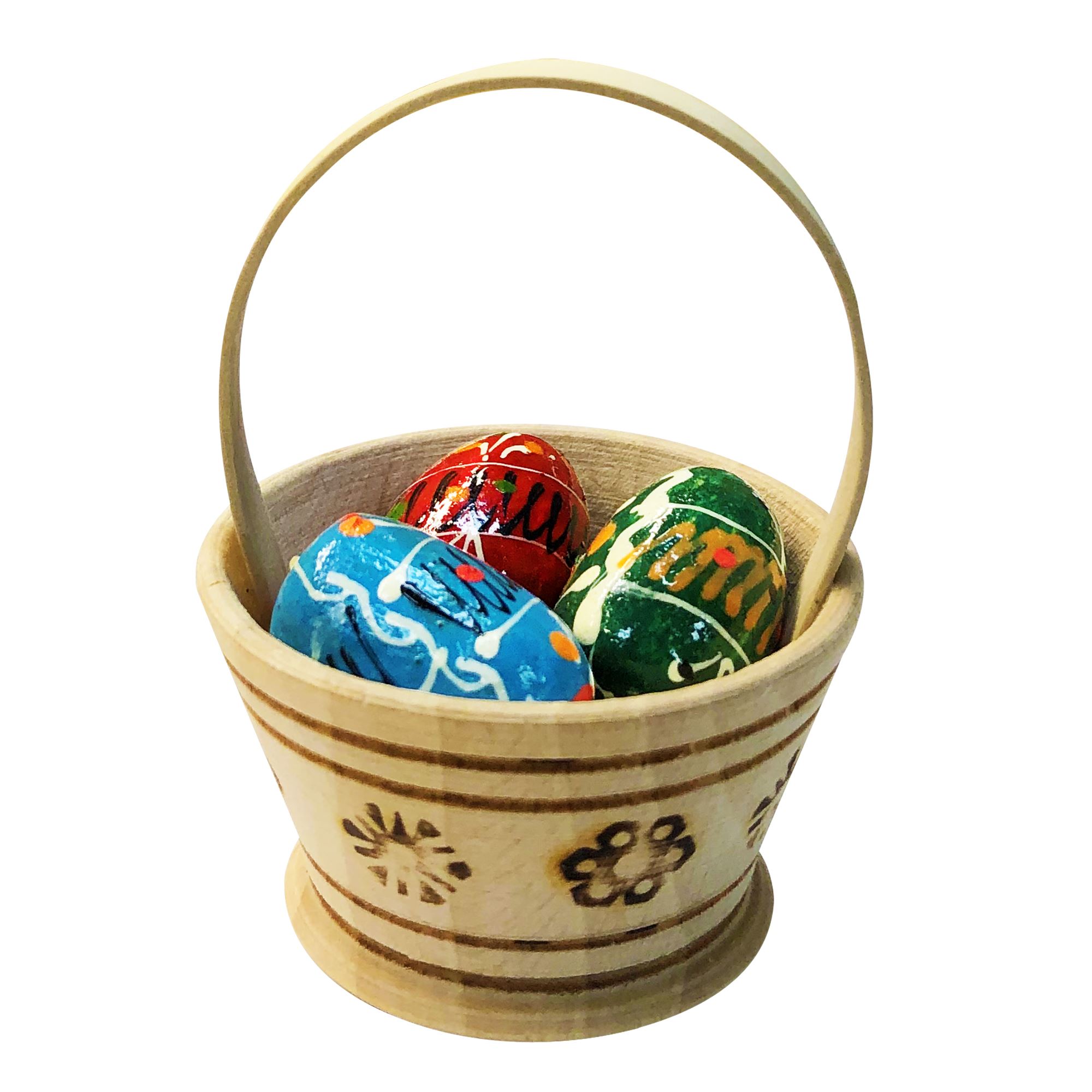 THREE MINIPYSANKY EGGS & BASKET EWTN Religious Catalogue