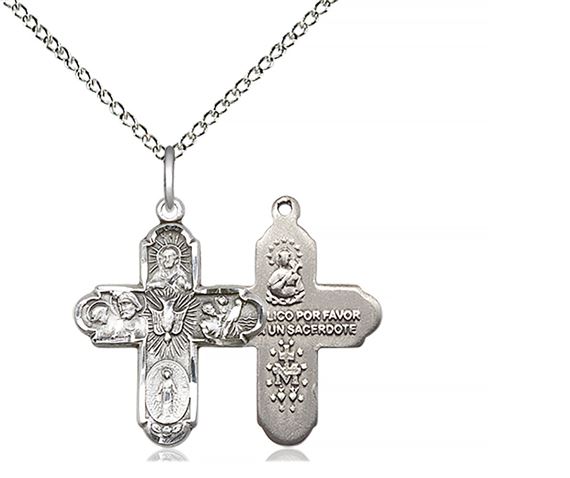 STERLING SILVER 5-WAY PENDANT WITH CHAIN - 3/4" x 5/8"