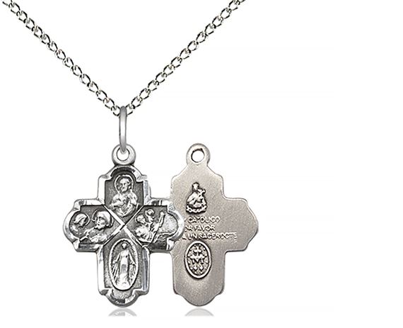 STERLING SILVER 4-WAY PENDANT WITH CHAIN - 3/4" x 1/2"
