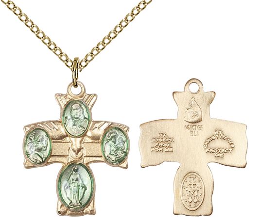 14KT GOLD FILLED 4-WAY PENDANT WITH CHAIN