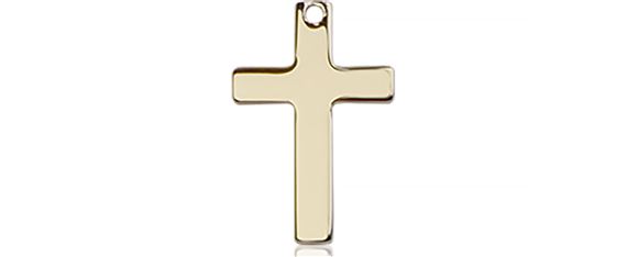 14KT GOLD CROSS MEDAL - 1/2" x 3/8"