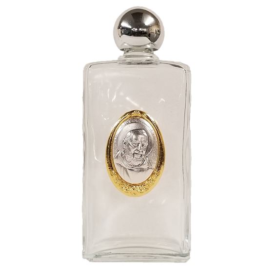 ST. PIO 8-OUNCE HOLY WATER BOTTLE (GLASS)