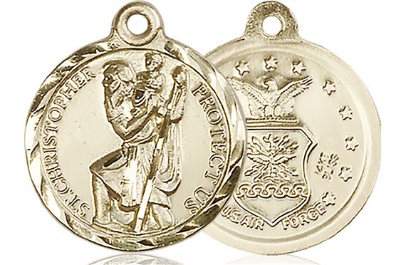 14KT GOLD ST CHRISTOPHER MEDAL - 7/8" x 3/4"