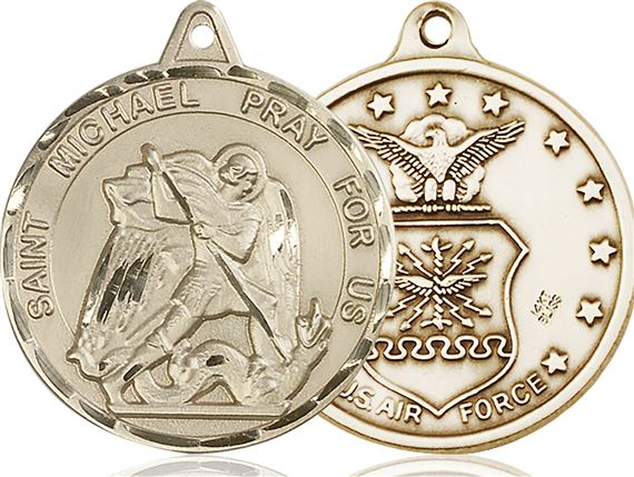 14KT GOLD ST MICHAEL MEDAL - 1 3/8" x 1 1/4"