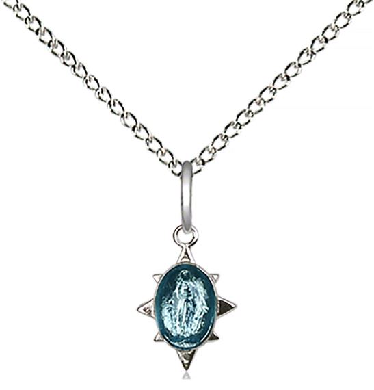 STERLING SILVER MIRACULOUS PENDANT WITH CHAIN - 3/8" x 1/4"