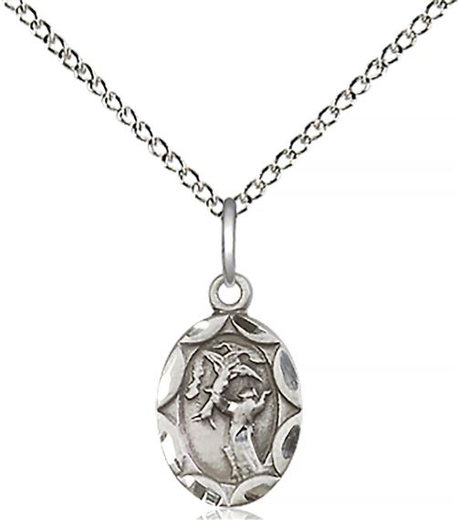 STERLING SILVER ST FRANCIS PENDANT WITH CHAIN - 1/2" x 1/4"