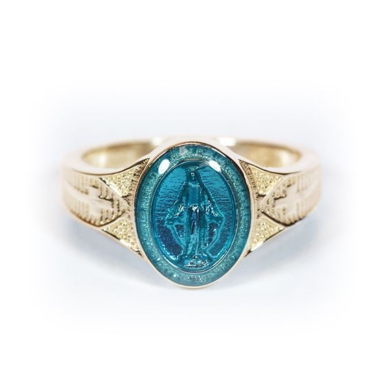 14kt Gold Miraculous Ring with Blue Epoxy