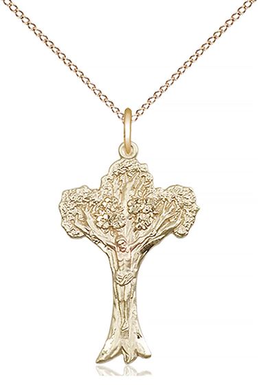 14KT GOLD FILLED CRUCIFIX PENDANT WITH CHAIN