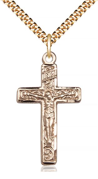 14KT GOLD FILLED CRUCIFIX PENDANT WITH CHAIN