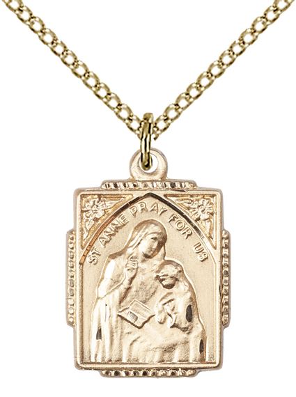 14KT GOLD FILLED ST ANNE PENDANT WITH CHAIN