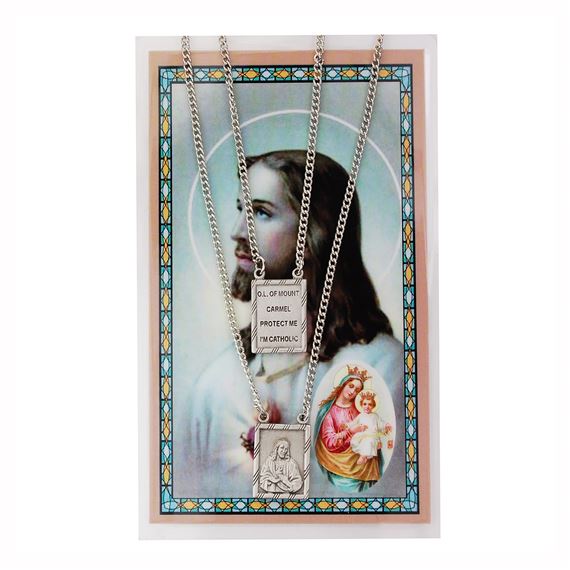SCAPULAR PENDANT AND PRAYER CARD