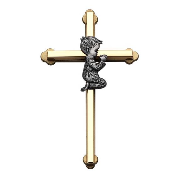 GOLD CROSS WITH PRAYING BOY - 6"