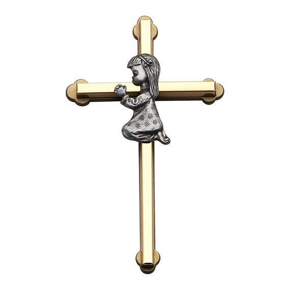 GOLD CROSS WITH PRAYING GIRL - 6"