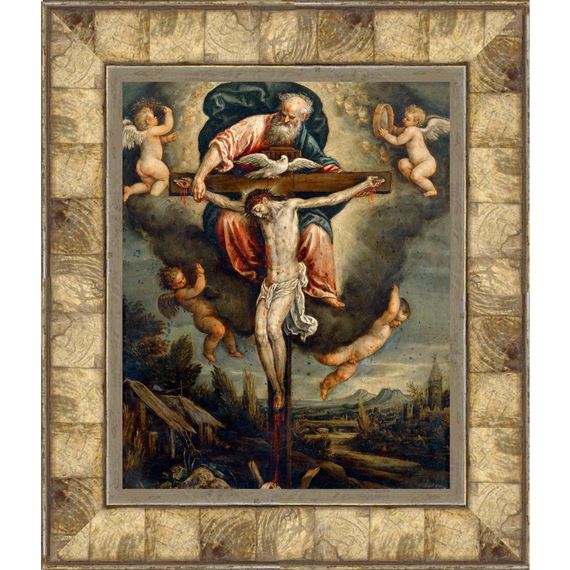 THE HOLY TRINITY BY LEANDRO BASSANO - MOTHER OF PEARL FRAMED PRINT