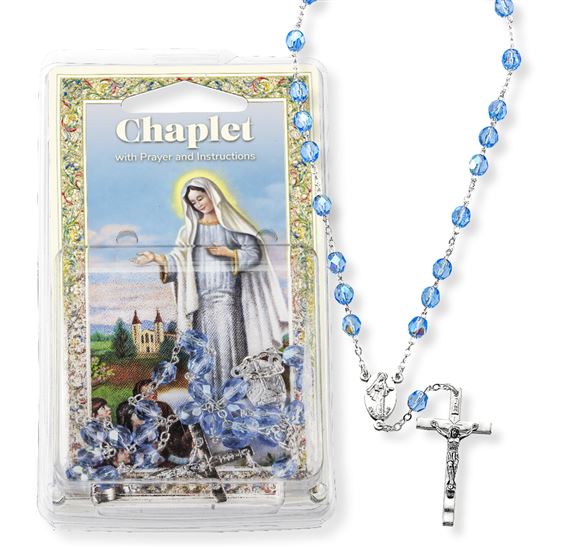 OUR LADY OF MEDJUGORJE CHAPLET - LIGHT BLUE GLASS BEAD