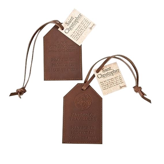 ST.  CHRISTOPHER LEATHER LUGGAGE TAGS (SET OF 2)