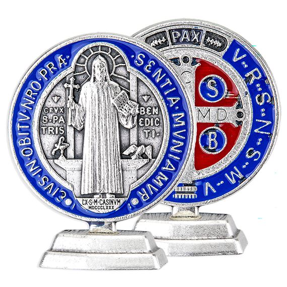 STANDING ST. BENEDICT MEDAL WITH EPOXY - 2 1/2"