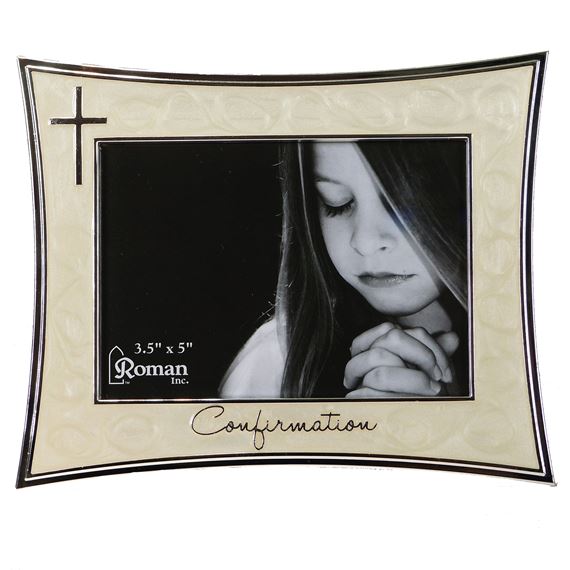 CONFIRMATION PICTURE FRAME IVORY AND SILVER
