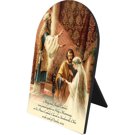 PERSONALIZED ARCHED PLAQUE - MARRIAGE OF ST JOSEPH AND MARY