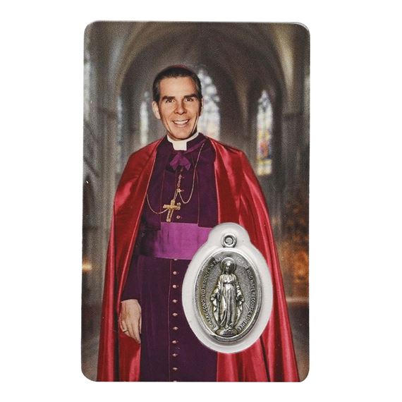 BLESSED ARCHBISHOP FULTON J. SHEEN - HOLY CARD WITH MEDAL