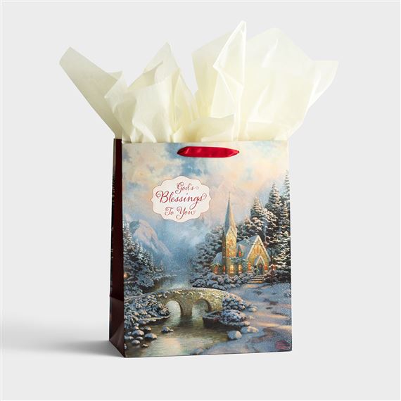 THOMAS KINKADE™ GOD'S BLESSINGS TO YOU - GIFT BAG (WITH TISSUE PAPER)
