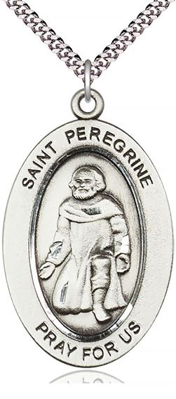 STERLING SILVER ST PEREGRINE PENDANT WITH CHAIN - 1" x 5/8"