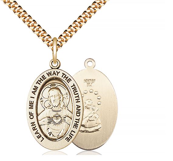 14KT GOLD FILLED SCAPULAR PENDANT WITH CHAIN - 1" x 5/8"