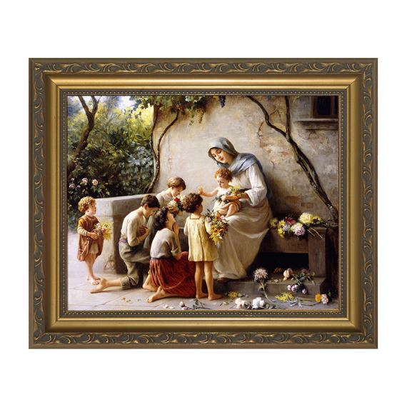 MARY AND THE CHILDREN FRAMED ART - 12" X 10"