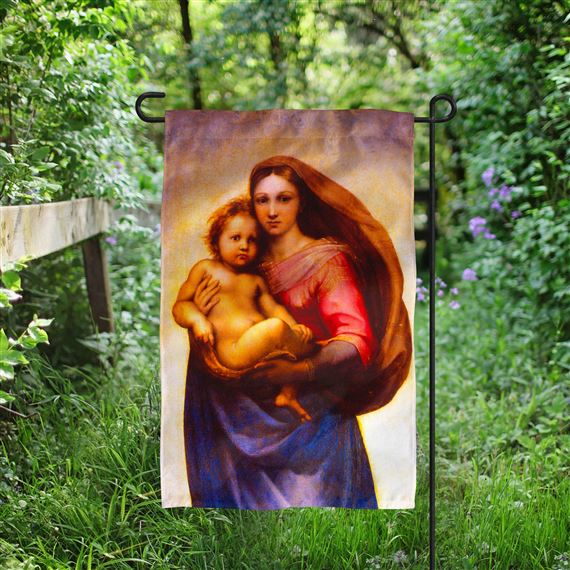 SISTINE MADONNA BY RAPHAEL GARDEN FLAG