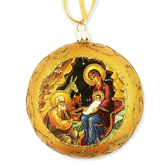 NATIVITY ICON ORNAMENT - GOLD