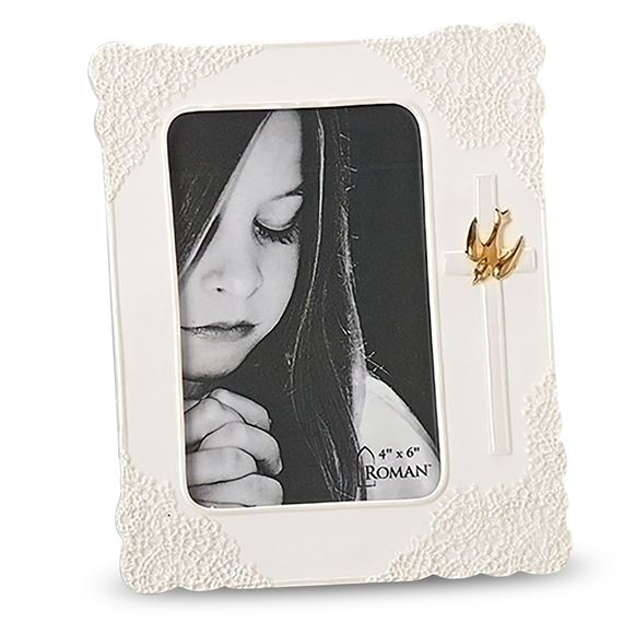 HOLY SPIRIT CONFIRMATION FRAME WITH LACE DETAIL