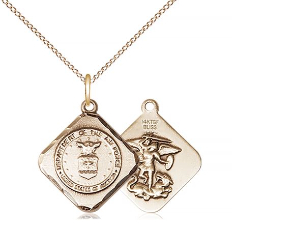 14KT GOLD FILLED DIAMOND PENDANT ON A CHAIN - 3/4" x 5/8"