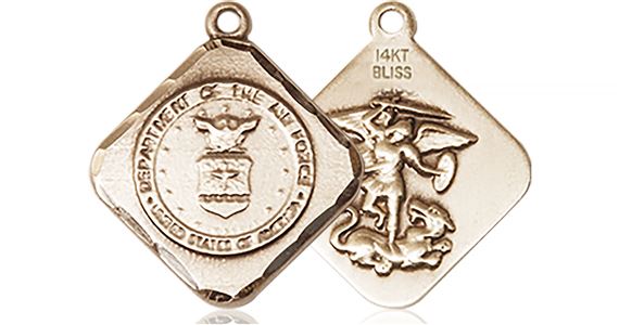 14KT GOLD DIAMOND MEDAL - 3/4" x 5/8"