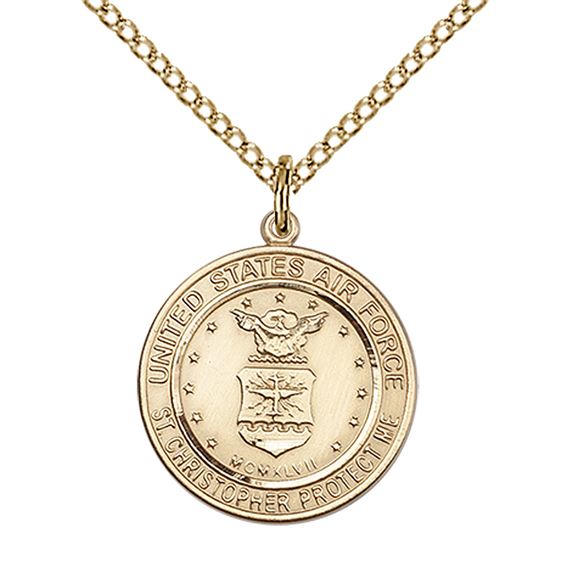 14KT GOLD FILLED ST CHRISTOPHER PENDANT ON A CHAIN - 3/4" x 3/4"