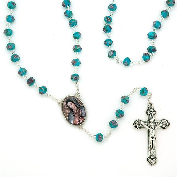 MURANO GLASS BEAD GUADALUPE ROSARY