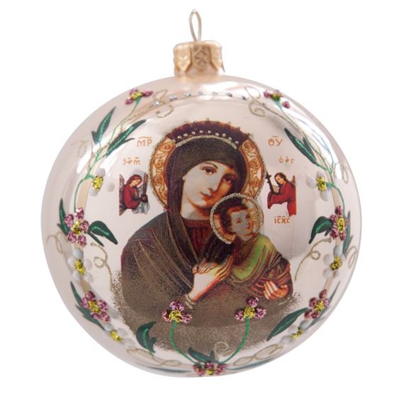 OUR LADY OF PERPETUAL HELP - HAND PAINTED BLOWN GLASS ORNAMENT